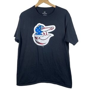 Fanatics Baltimore Orioles American Flag Bird Logo Black T-Shirt Mens Large L